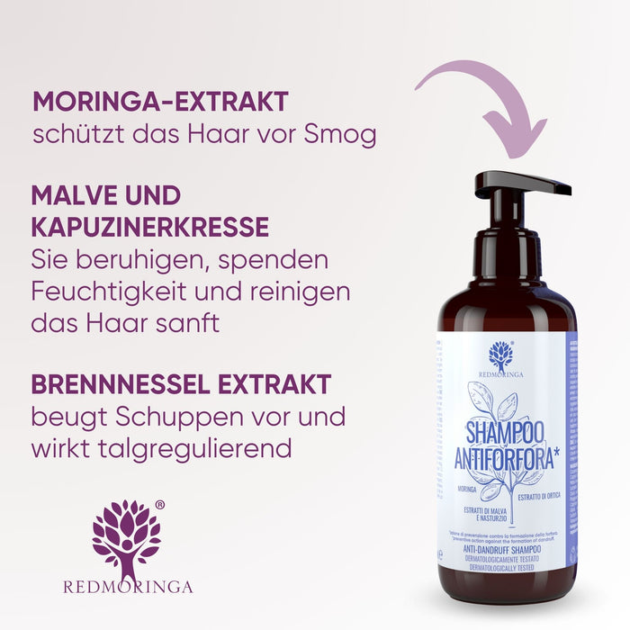 Shampoo Antiforfora Bio con Moringa, Nasturzio e Ortica