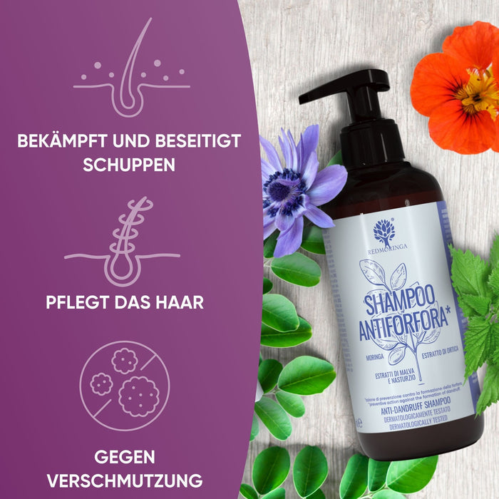 Shampoo Antiforfora Bio con Moringa, Nasturzio e Ortica
