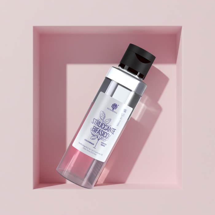 Struccante bifasico naturale RedMoringa per viso e occhi, rimuove trucco e impurità con delicatezza lasciando la pelle morbida e pulita.